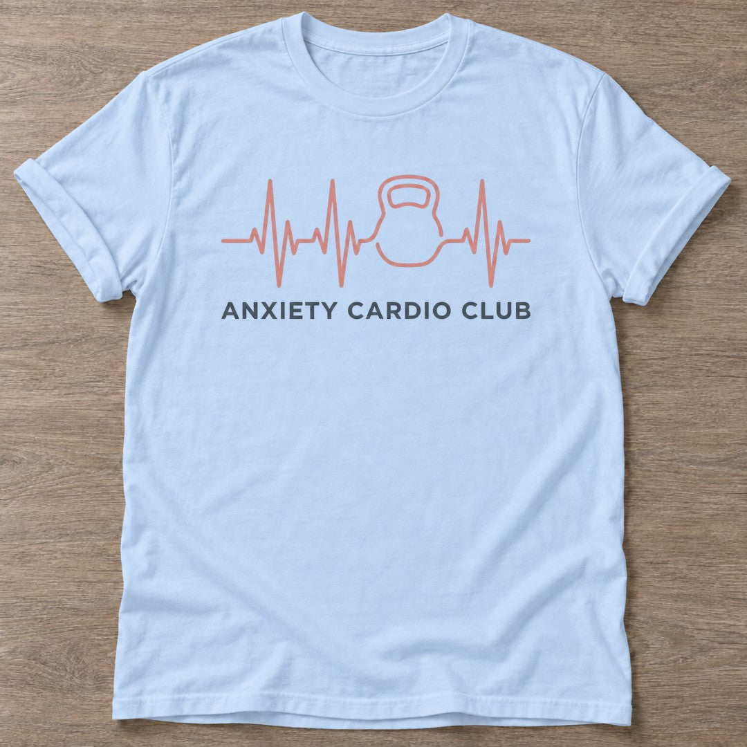 Light Blue Nervous Gains T-shirt — funny gym slogan, for women who train and laugh about it