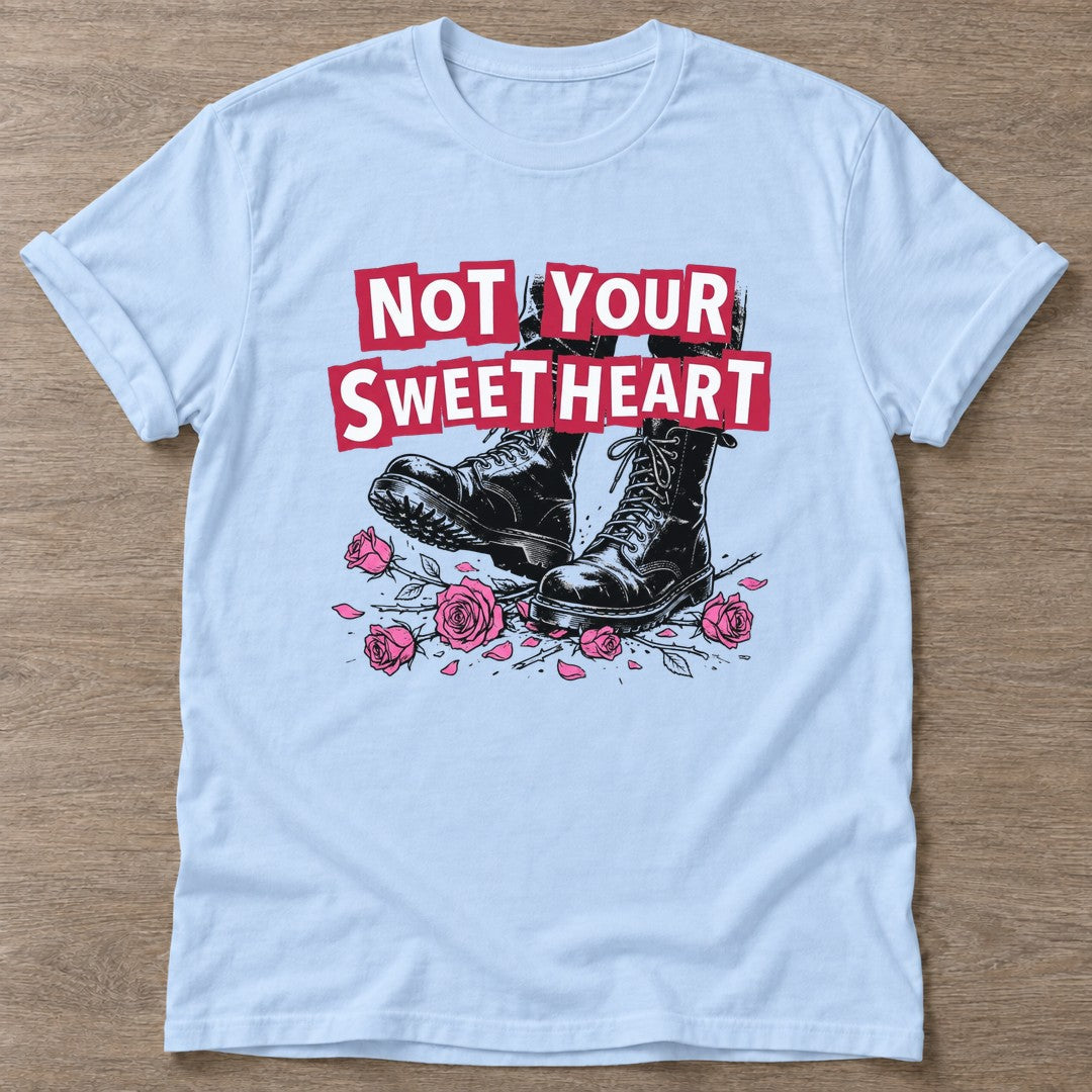 Light Blue Roses And Boots T-shirt — floral strength design, for women who train