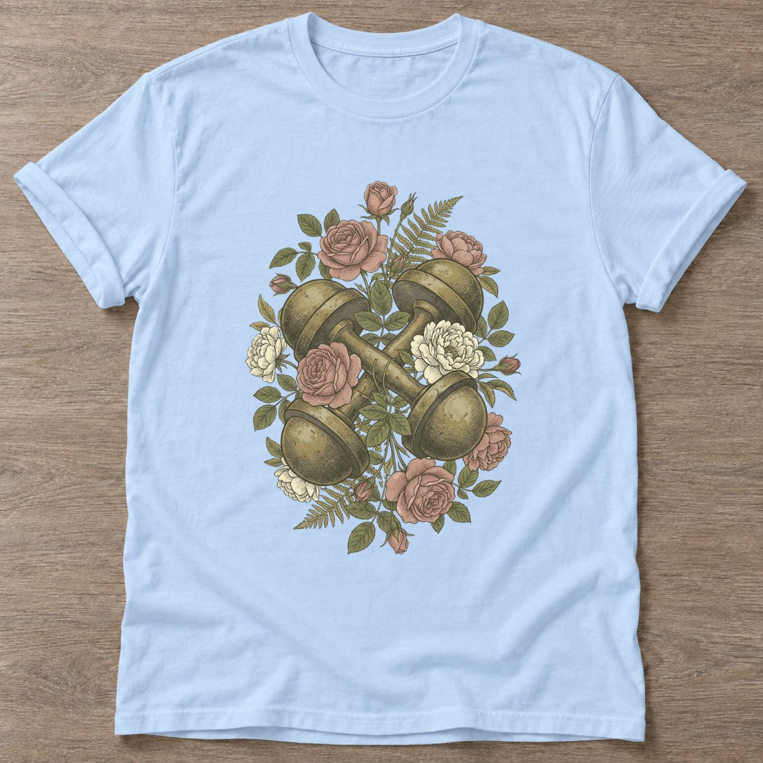 Light Blue Lift And Grow T-shirt — weightlifting design, for women who lift