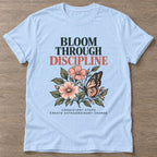 Light Blue Bloom Daily T-shirt — floral strength design, for women who train
