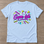 Light Blue Sweat Chaos T-shirt — funny gym slogan, for women who train and laugh about it