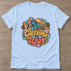 Light Blue Carrying The Team T-shirt — funny gym slogan, for women who train and laugh about it