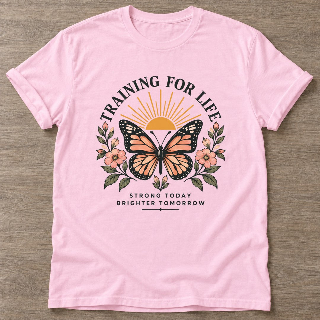 Light Pink Strong Today T-shirt — motivational slogan design, for women who train