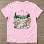 Light Pink Enjoy The Climb T-shirt — motivational slogan design, for women who train