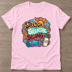 Light Pink Stretch Breathe Belong T-shirt — body positive design, for every body in the gym