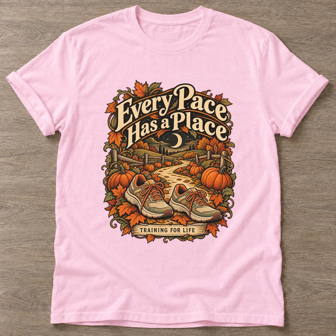 Light Pink Every Pace T-shirt — walking club design, for women who walk