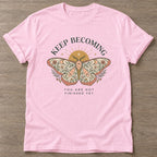 Light Pink Unfinished Yet T-shirt — growth mindset design, for women building a habit