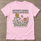 Light Pink Different Bodies T-shirt — body positive design, for every body in the gym