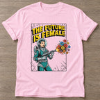 Light Pink Flower Power Astronaut T-shirt — floral strength design, for women who train