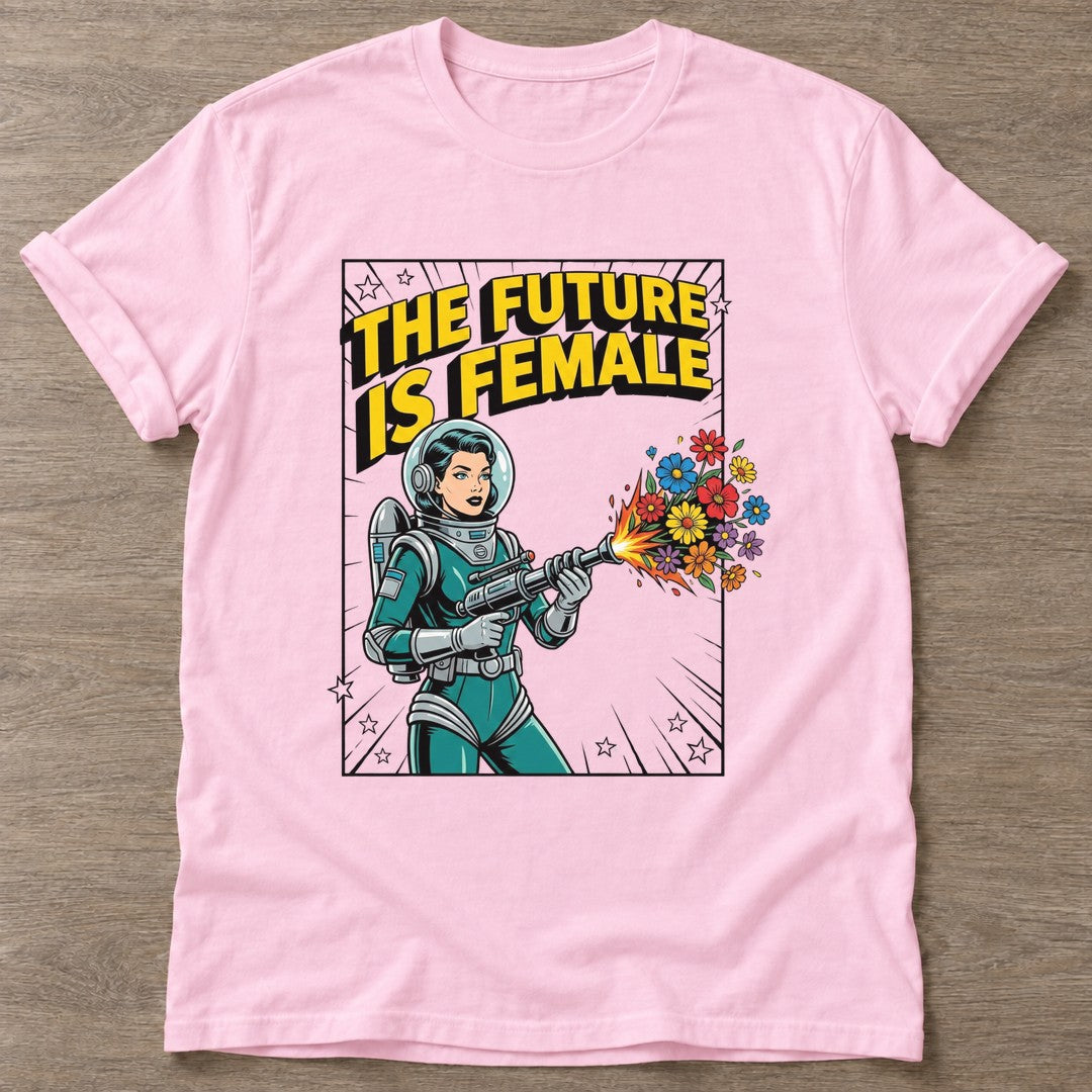 Light Pink Flower Power Astronaut T-shirt — floral strength design, for women who train
