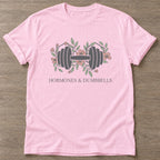 Light Pink Floral Grind T-shirt — floral strength design, for women who train