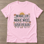 Light Pink Bloom Awake T-shirt — floral strength design, for women who train