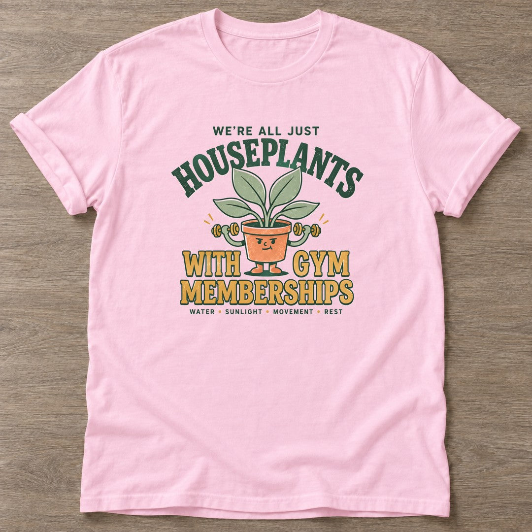 Light Pink Lifting Leaves T-shirt — floral strength design, for women who train