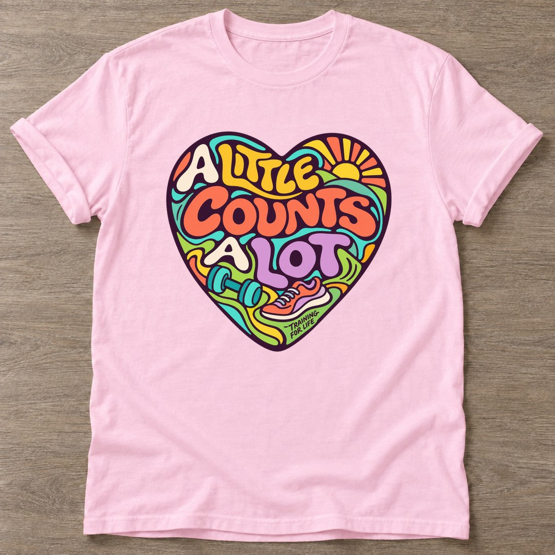 Light Pink Every Count Matters T-shirt — weightlifting design, for women who lift