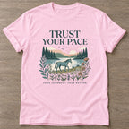 Light Pink Journey Rhythm T-shirt — motivational slogan design, for women who train