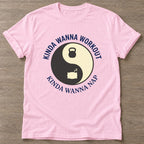 Light Pink Workout Nap Energy T-shirt — funny gym slogan, for women who train and laugh about it