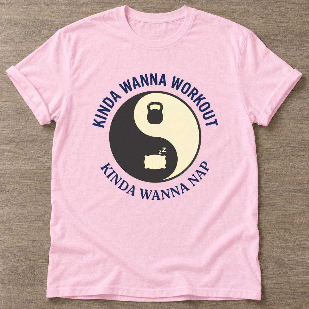 Light Pink Workout Nap Energy T-shirt — funny gym slogan, for women who train and laugh about it