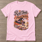 Light Pink Autumn Comfort Witch T-shirt — rest and recovery design, for women who train