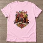 Light Pink Blossom Gains T-shirt — floral strength design, for women who train