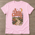 Light Pink Wildflower Path T-shirt — floral strength design, for women who train