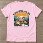 Light Pink Long Run Horse T-shirt — running design, for women who run