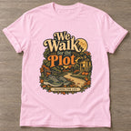 Light Pink Plot Training T-shirt — funny gym slogan, for women who train and laugh about it