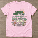 Light Pink Morning Ritual T-shirt — rest and recovery design, for women who train