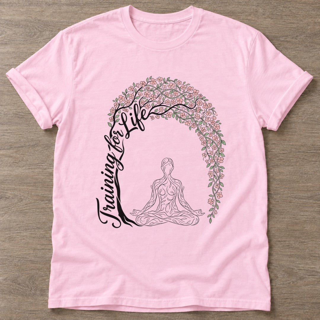 Light Pink Tending Your Life T-shirt — growth mindset design, for women building a habit