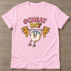 Light Pink Pizza Lift T-shirt — funny gym slogan, for women who train and laugh about it
