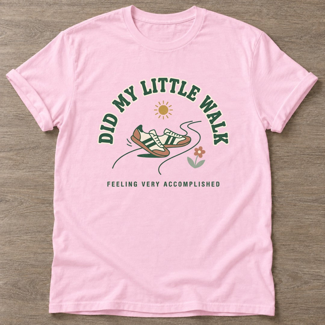 Light Pink Feeling Accomplished T-shirt — funny gym slogan, for women who train and laugh about it