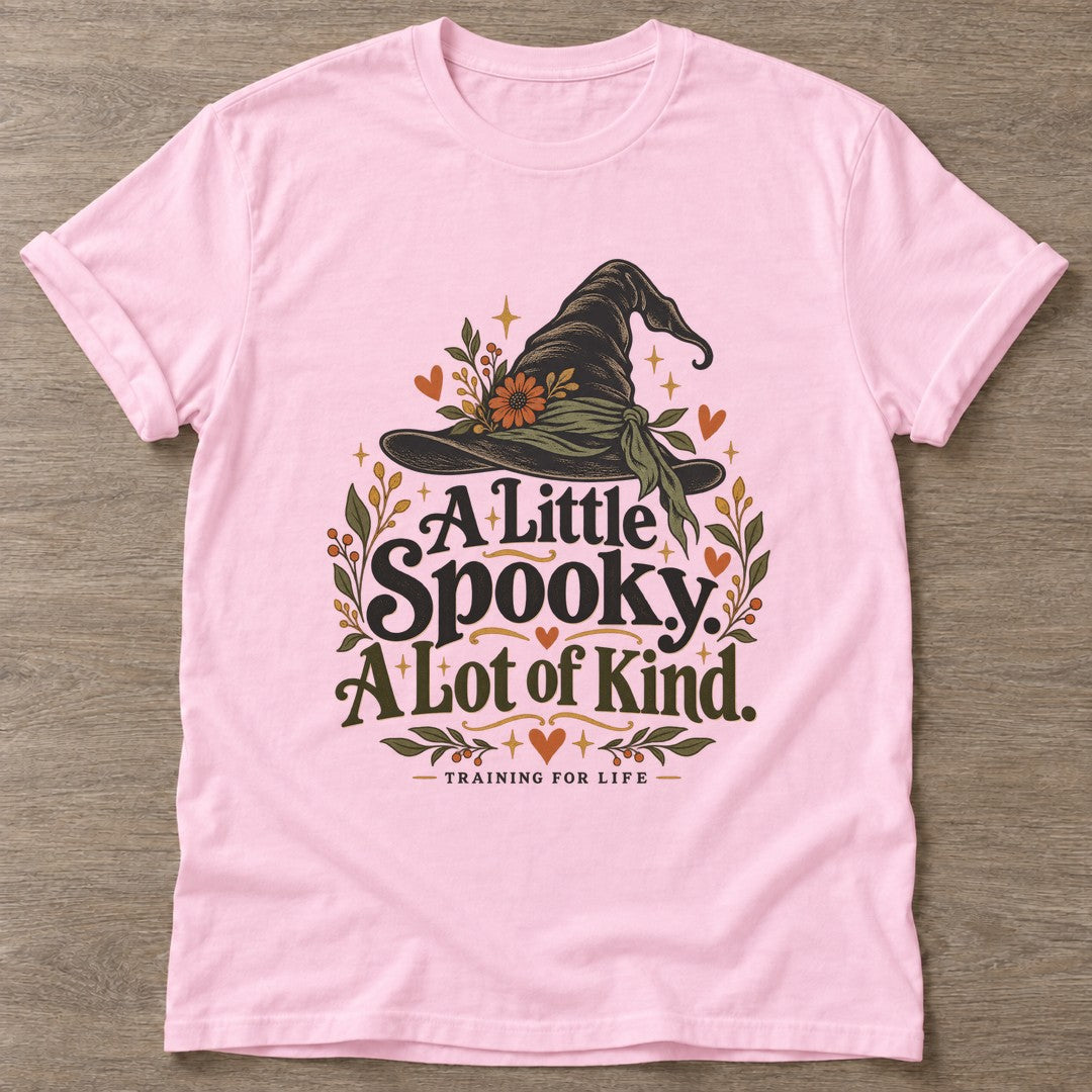 Light Pink Spooky A Lot T-shirt — funny gym slogan, for women who train and laugh about it