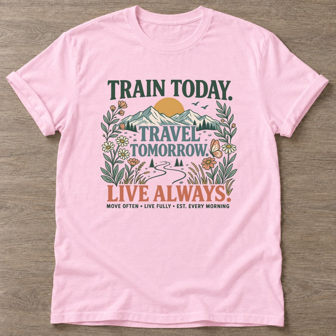 Light Pink Every Morning Matters T-shirt — motivational slogan design, for women who train