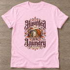 Light Pink Laundry Ghost T-shirt — funny gym slogan, for women who train and laugh about it