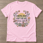 Light Pink Full Life Philosophy T-shirt — motivational slogan design, for women who train