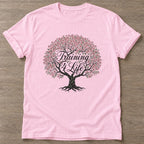 Light Pink Blossom Strong T-shirt — floral strength design, for women who train