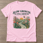 Light Pink Blooming Path T-shirt — floral strength design, for women who train