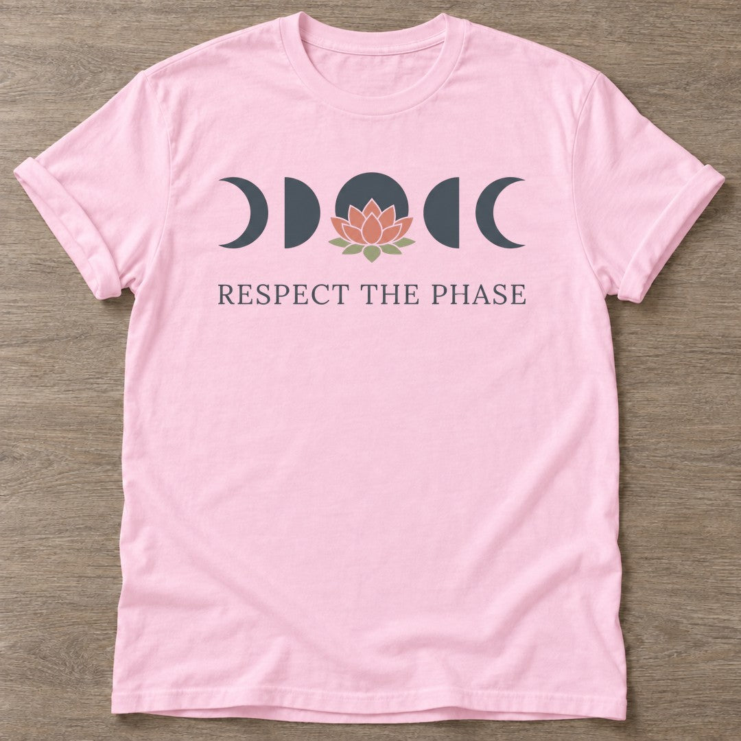 Light Pink Moon Lotus T-shirt — rest and recovery design, for women who train
