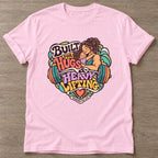 Light Pink Built For Hugs T-shirt — body positive design, for every body in the gym