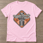 Light Pink High Mileage Garage T-shirt — longevity training design, for women over 40