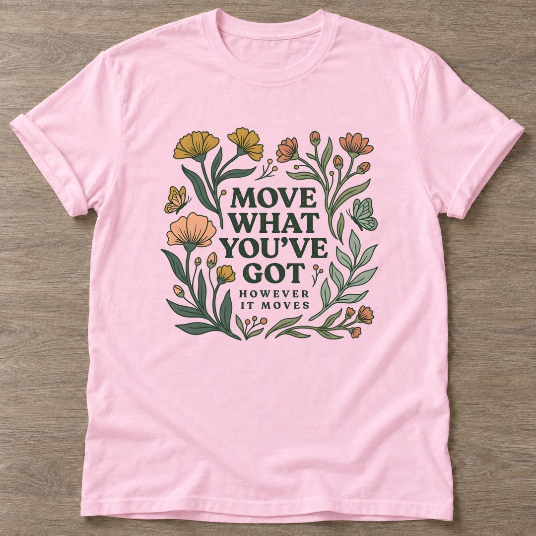 Light Pink Growth Motion T-shirt — growth mindset design, for women building a habit