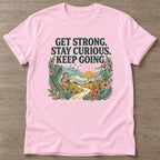 Light Pink Get Strong T-shirt — weightlifting design, for women who lift