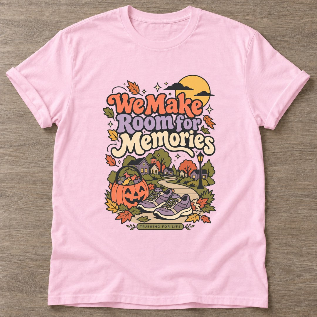 Light Pink Room For Memories T-shirt — motivational slogan design, for women who train