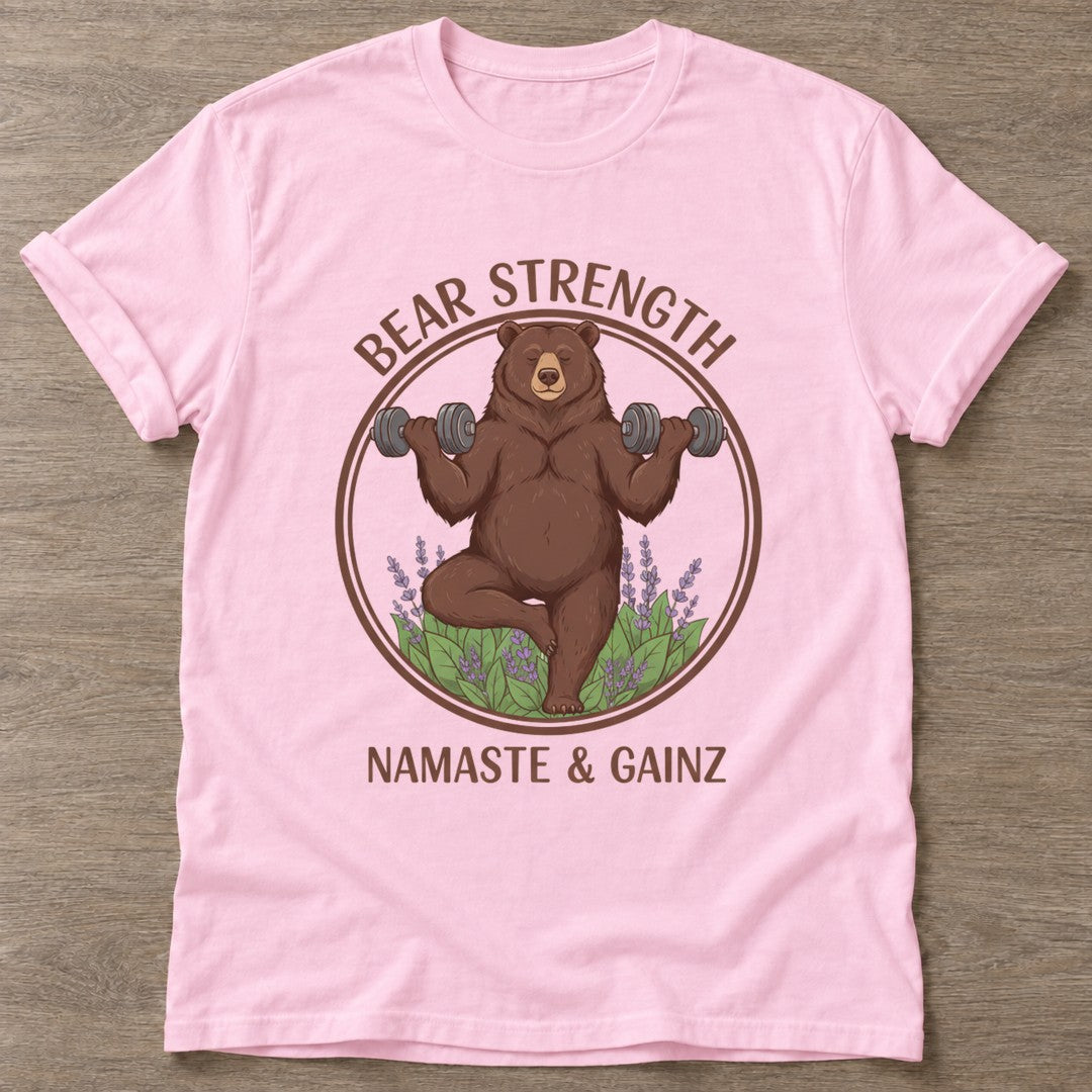 Light Pink Zen Gains T-shirt — funny gym slogan, for women who train and laugh about it