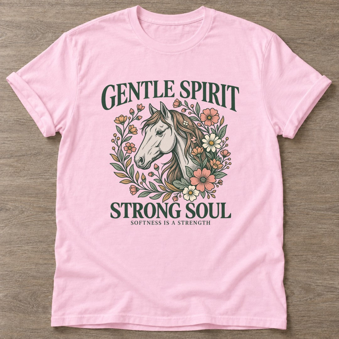 Light Pink Softness Is Strength T-shirt — rest and recovery design, for women who train