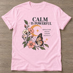Light Pink Mindful Bloom T-shirt — floral strength design, for women who train