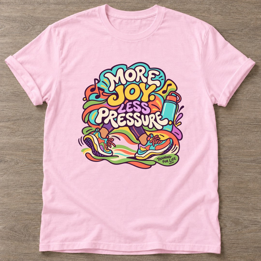 Light Pink Joy Over Pressure T-shirt — rest and recovery design, for women who train