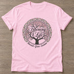 Light Pink Blooming Purpose T-shirt — floral strength design, for women who train