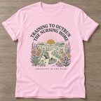 Light Pink Training To Outrun T-shirt — running design, for women who run