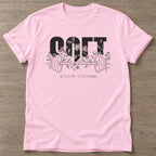 Light Pink Floral Gains T-shirt — floral strength design, for women who train