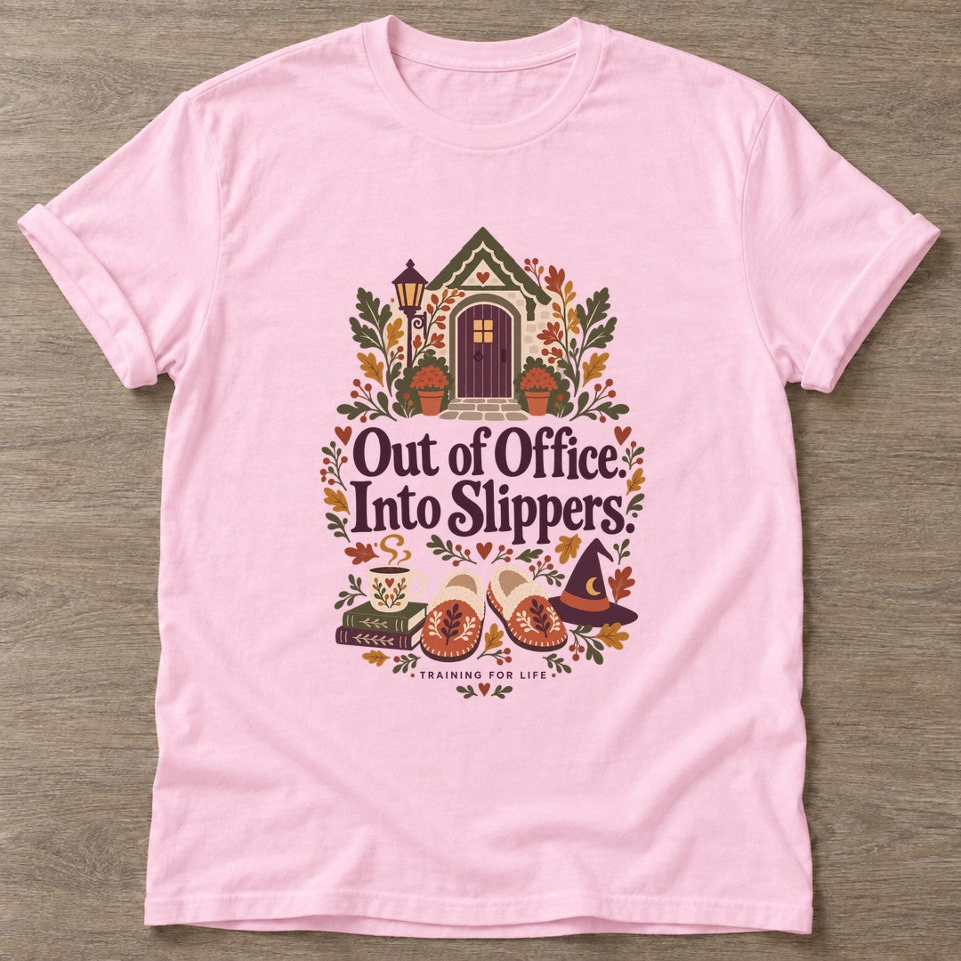 Light Pink Cozy Resignation T-shirt — rest and recovery design, for women who train